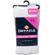 Wholesale - 1pk WHT DETAILS CABLE KNIT TIGHTS SIZE 4-6, UPC: 701570791519